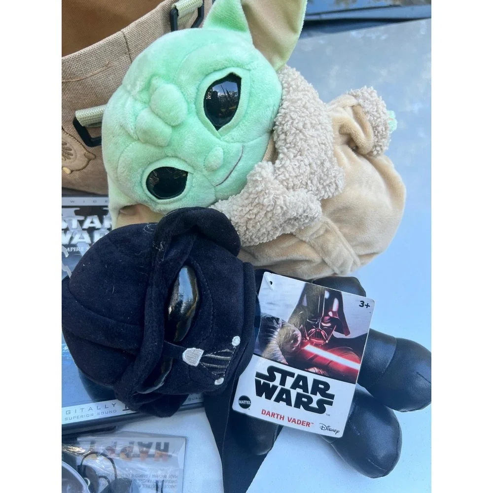 Star Wars DVD Lot w/ Mandalorian Grogu Plush, Backpack & Party Decor Bundle
